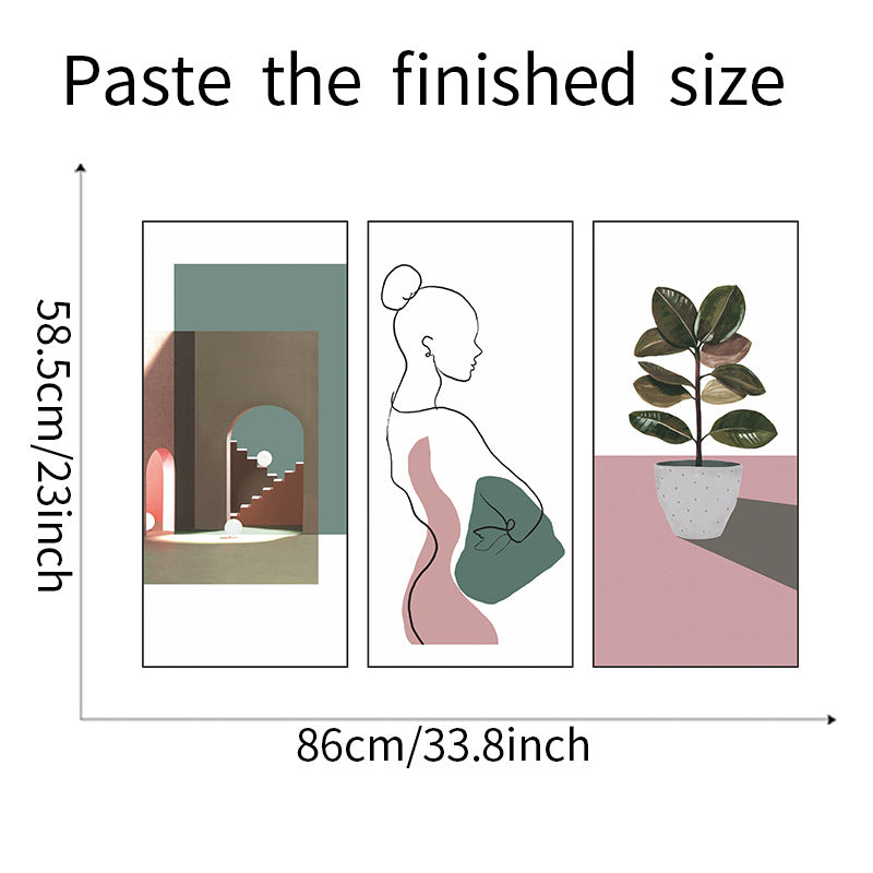 Minimalist Modern 3-Panel Wall Sticker Set | Detail View 8