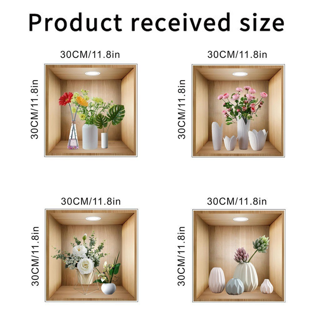 3D Niche Effect Vase & Bottle 3-Panel Wall Sticker Set | Detail View 9
