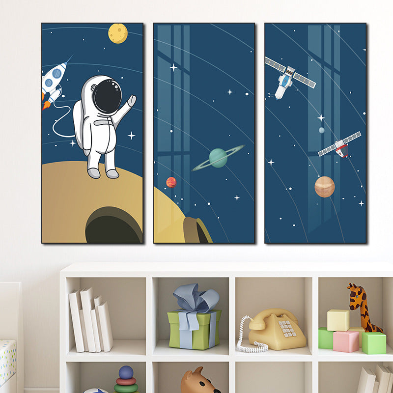 Astronaut & Space Scene 3-Panel PVC Wall Sticker Set | Detail View 4