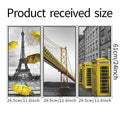Black White City Architecture with Yellow Accents 3-Panel Wall Sticker Set | Detail View 6