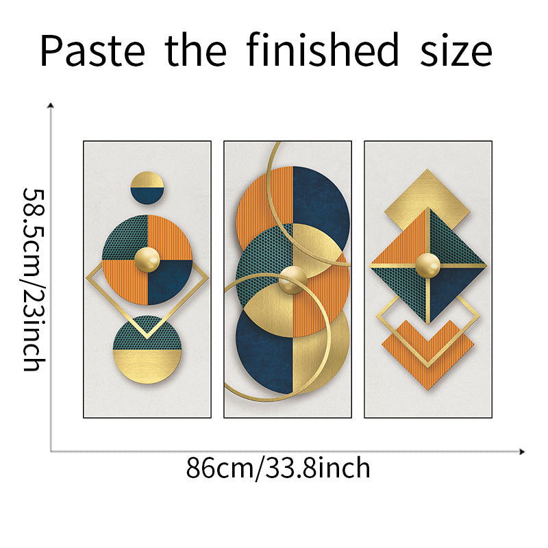 Geometric Abstract 3-Panel Wall Sticker Set | Detail View 7