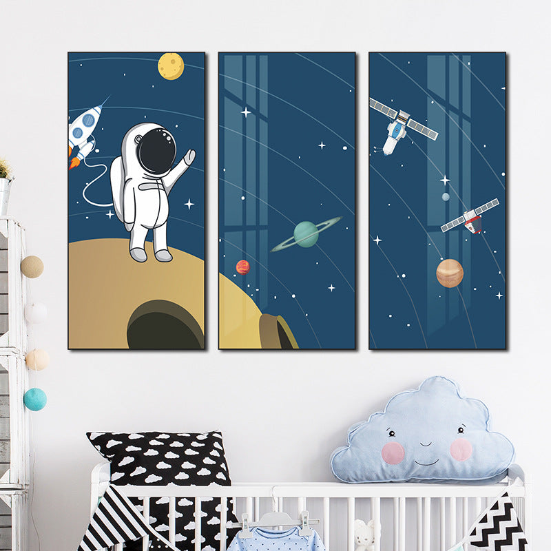 Astronaut & Space Scene 3-Panel PVC Wall Sticker Set | Detail View 2