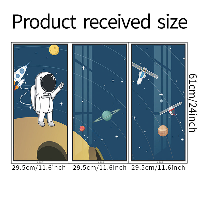 Astronaut & Space Scene 3-Panel PVC Wall Sticker Set | Detail View 6