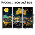Golden Tree Colorful Ribbon Night Scene 3-Panel Wall Sticker Set | Detail View 6