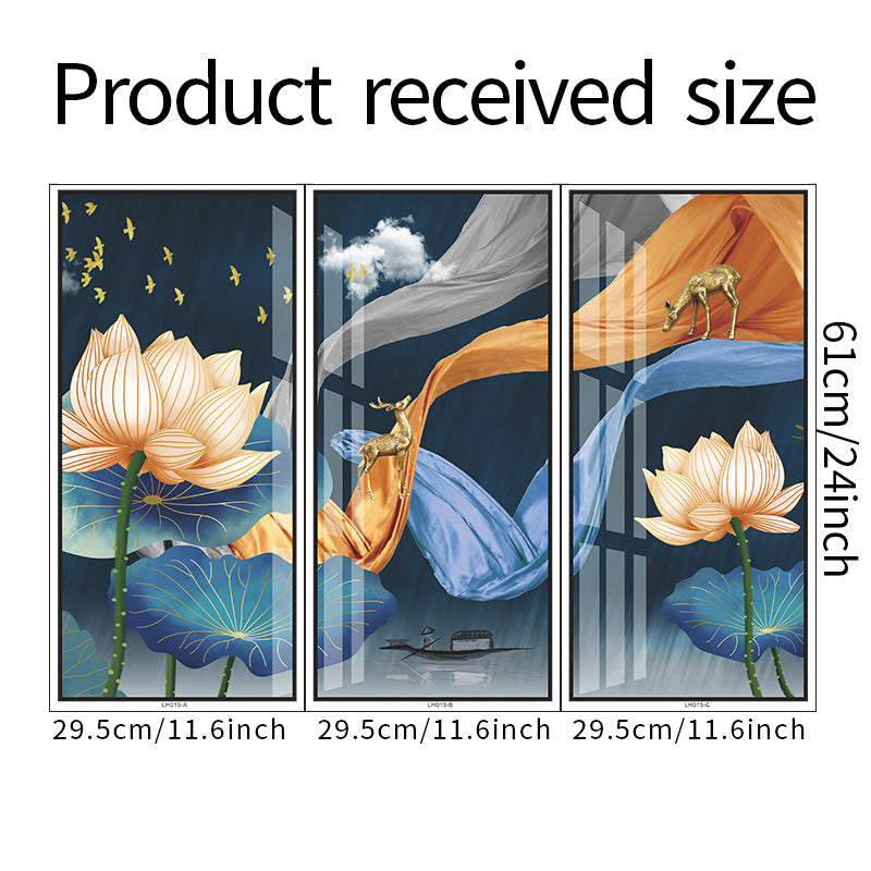 Lotus Flower  Deer 3-Panel Wall Sticker Set | Detail View 6