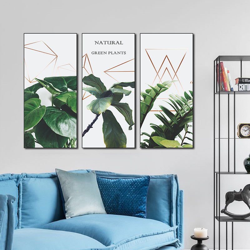 Botanical Green Leaf 3-Panel PVC Wall Sticker Set | Detail View 4