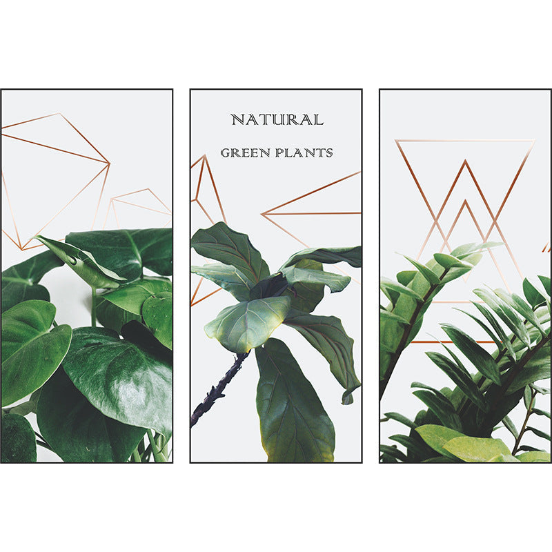 Botanical Green Leaf 3-Panel PVC Wall Sticker Set | Detail View 5
