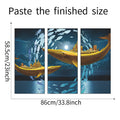 Golden Whale Cityscape 3-Panel Wall Sticker Set | Detail View 6