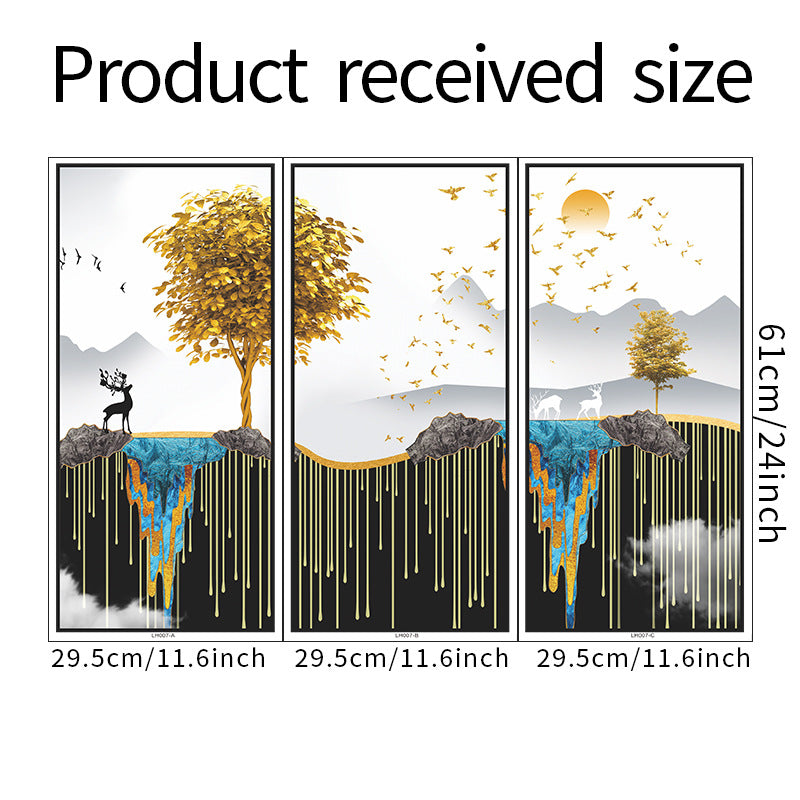 Floating Island Golden Tree Deer 3-Panel Wall Sticker Set | Detail View 6