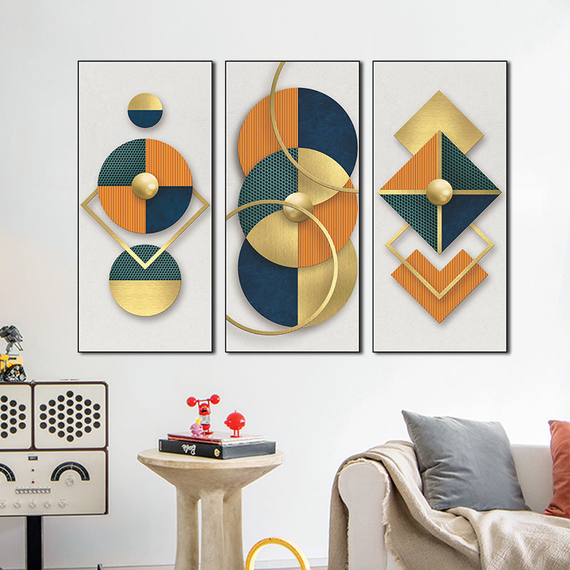 Geometric Abstract 3-Panel Wall Sticker Set | PVC Wall Sticker Set for Home Decor