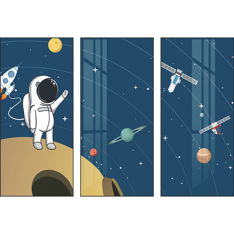 Astronaut & Space Scene 3-Panel PVC Wall Sticker Set | Detail View 5