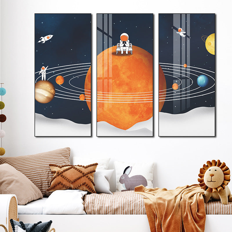 Space Explorer 3-Panel Wall Sticker Set | PVC Wall Sticker Set for Home Decor