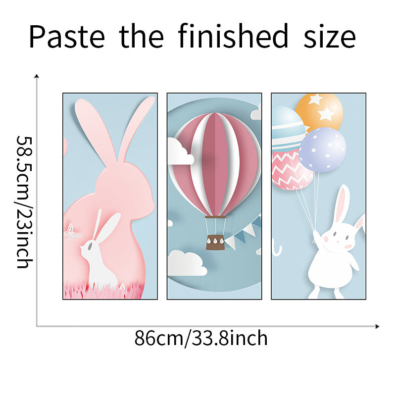 Cute Bunny Balloon 3-Panel Wall Sticker Set | Detail View 8