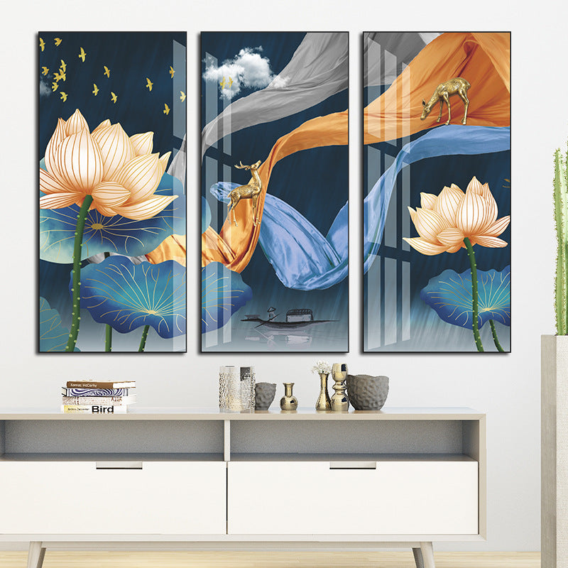 Lotus Flower  Deer 3-Panel Wall Sticker Set | Detail View 4