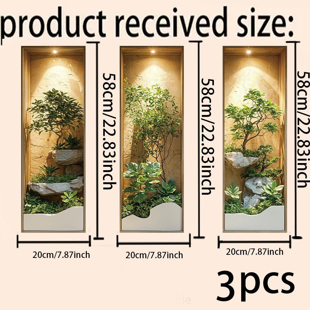 3D Niche Effect Vase & Bottle 3-Panel Wall Sticker Set | Detail View 7