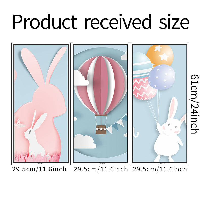 Cute Bunny Balloon 3-Panel Wall Sticker Set | Detail View 6