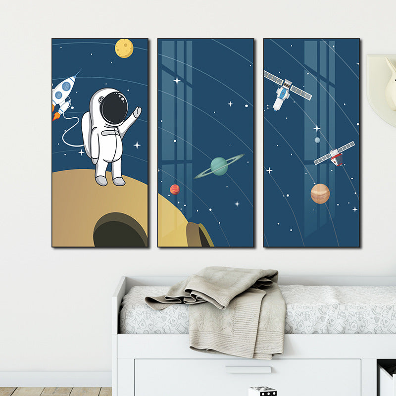Astronaut & Space Scene 3-Panel PVC Wall Sticker Set | Detail View 3