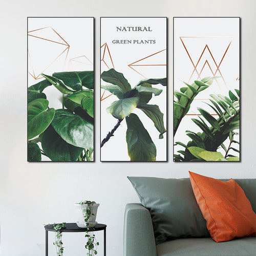 Botanical Green Leaf 3-Panel PVC Wall Sticker Set | PVC Wall Sticker Set for Home Decor