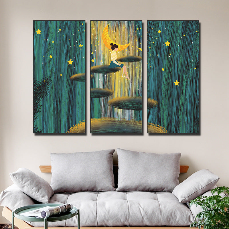 Fantasy Forest Fairy 3-Panel Wall Sticker Set | PVC Wall Sticker Set for Home Decor
