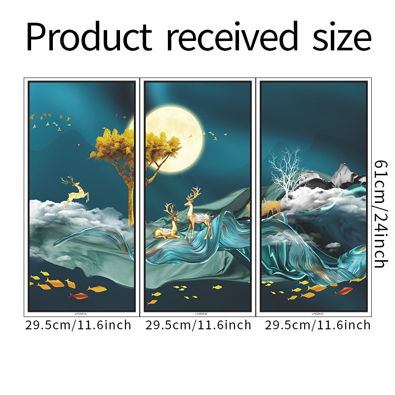 Moonlit Night Deer Landscape 3-Panel Wall Sticker Set | Detail View 6